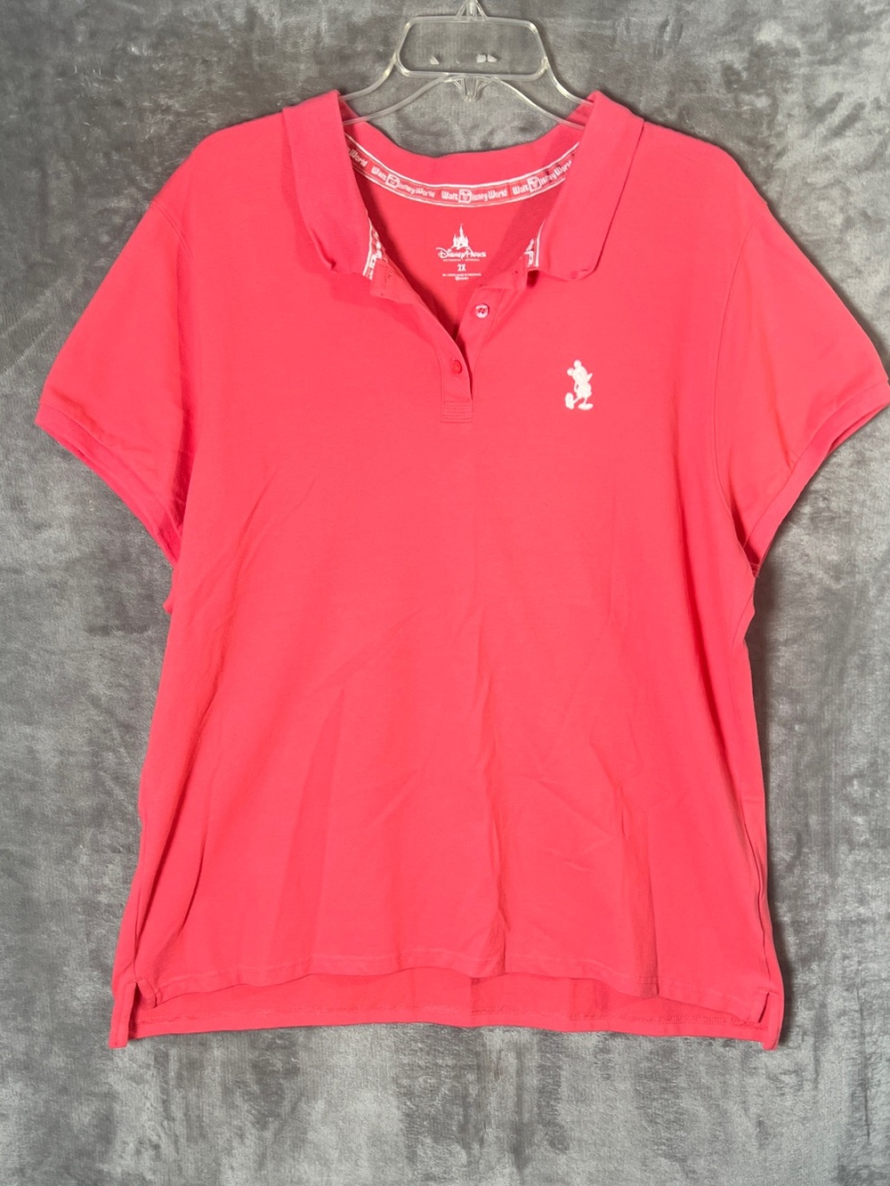 Disney Women’s Hot Pink Polo Shirt with Embroidered Mickey